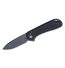Civivi CIVIVI Knives Button Lock Elementum II Flipper Knife 2.96" Nitro-V Black Stonewashed Drop Point Blade, Black G10 Handles - C18062P-1