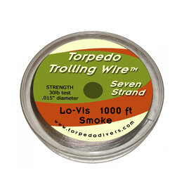 Torpedo Trolling Wire 7-Strand 30lb .015dia 1000ft Smoke