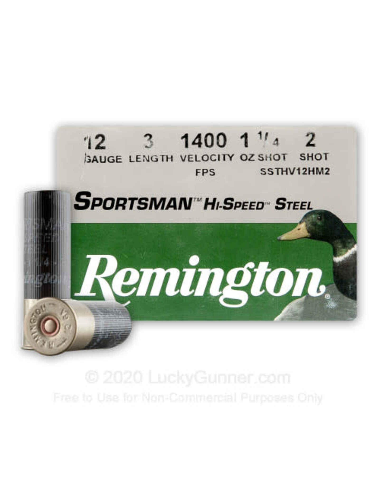 Remington Remington 20989 Sportsman Hi-Speed Steel Shotshell 12 GA, 3 in, No. 2, 1-1/4oz, Max Dr, 1400 fps, 25 Rnd per Box