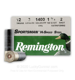 Remington Remington 20989 Sportsman Hi-Speed Steel Shotshell 12 GA, 3 in, No. 2, 1-1/4oz, Max Dr, 1400 fps, 25 Rnd per Box