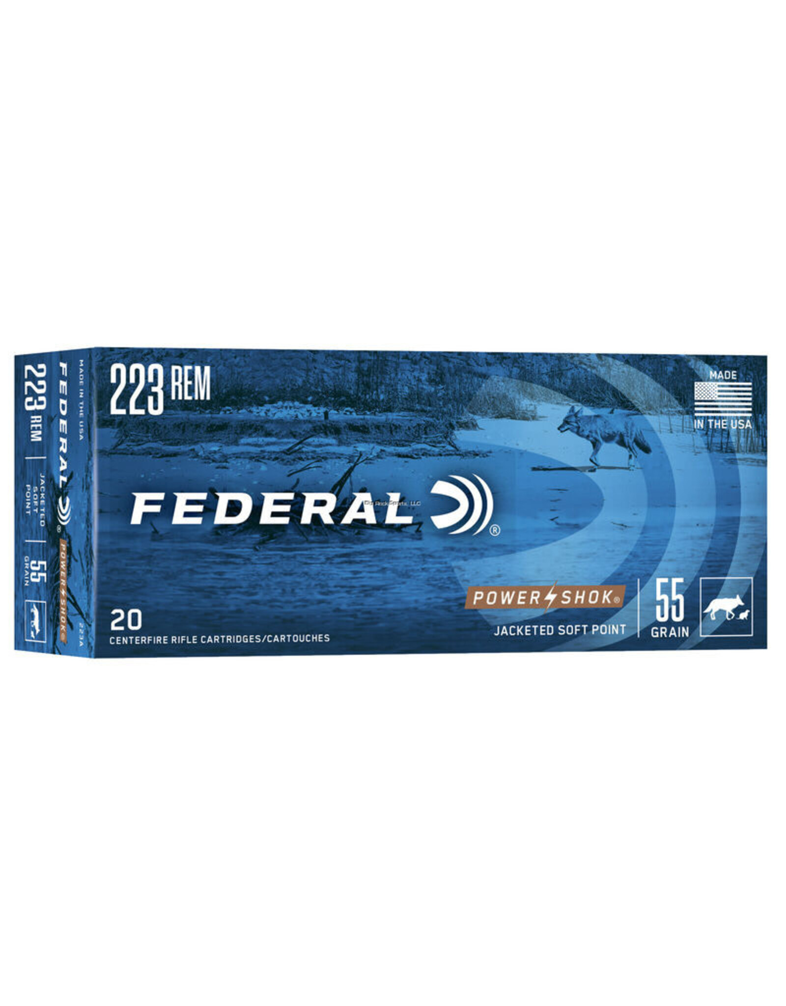 Federal Federal 223A Power-Shok Rifle Ammo 223 REM, SP, 55 Grains, 3240 fps, 20, Boxed