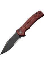 Civivi CIVIVI Knives Cogent Flipper Knife 3.47" 14C28N Black Stonewashed Combo Blade, Burgundy G10 Handles, Button Lock - C20038E-2