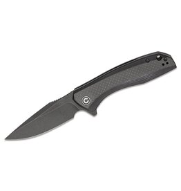 Civivi CIVIVI Knives C801I Baklash Flipper Knife 3.5" 9Cr18MoV Black Stonewashed Drop Point Blade, Black G10 Handles with Carbon Fiber Overlays, Liner Lock