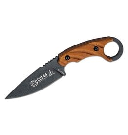 Tops TOPS Knives C.U.T. 4.0 Fixed 4.25" Black Carbon Steel Blade, Tan Canvas Micarta Handles, Kydex Sheath - CUT-40