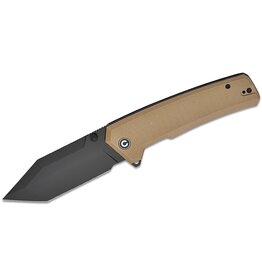 Civivi CIVIVI Knives Bhaltair Liner Lock Flipper Knife 3.98" 14C28N Black Tanto Blade, Textured Tan G10 Handles - C23024-2