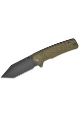 Civivi CIVIVI Knives Bhaltair Liner Lock Flipper Knife 3.98" 14C28N Black Tanto Blade, Green Burlap Micarta Handles - C23024-3