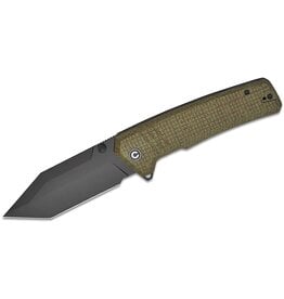 Civivi CIVIVI Knives Bhaltair Liner Lock Flipper Knife 3.98" 14C28N Black Tanto Blade, Green Burlap Micarta Handles - C23024-3