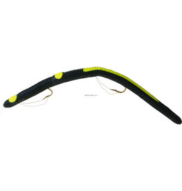 Kellys Kellys KW104-BY black/ yellow Two-Hook Weedless Pre-Rigged Plastic Worm, 5 1/2", Sz