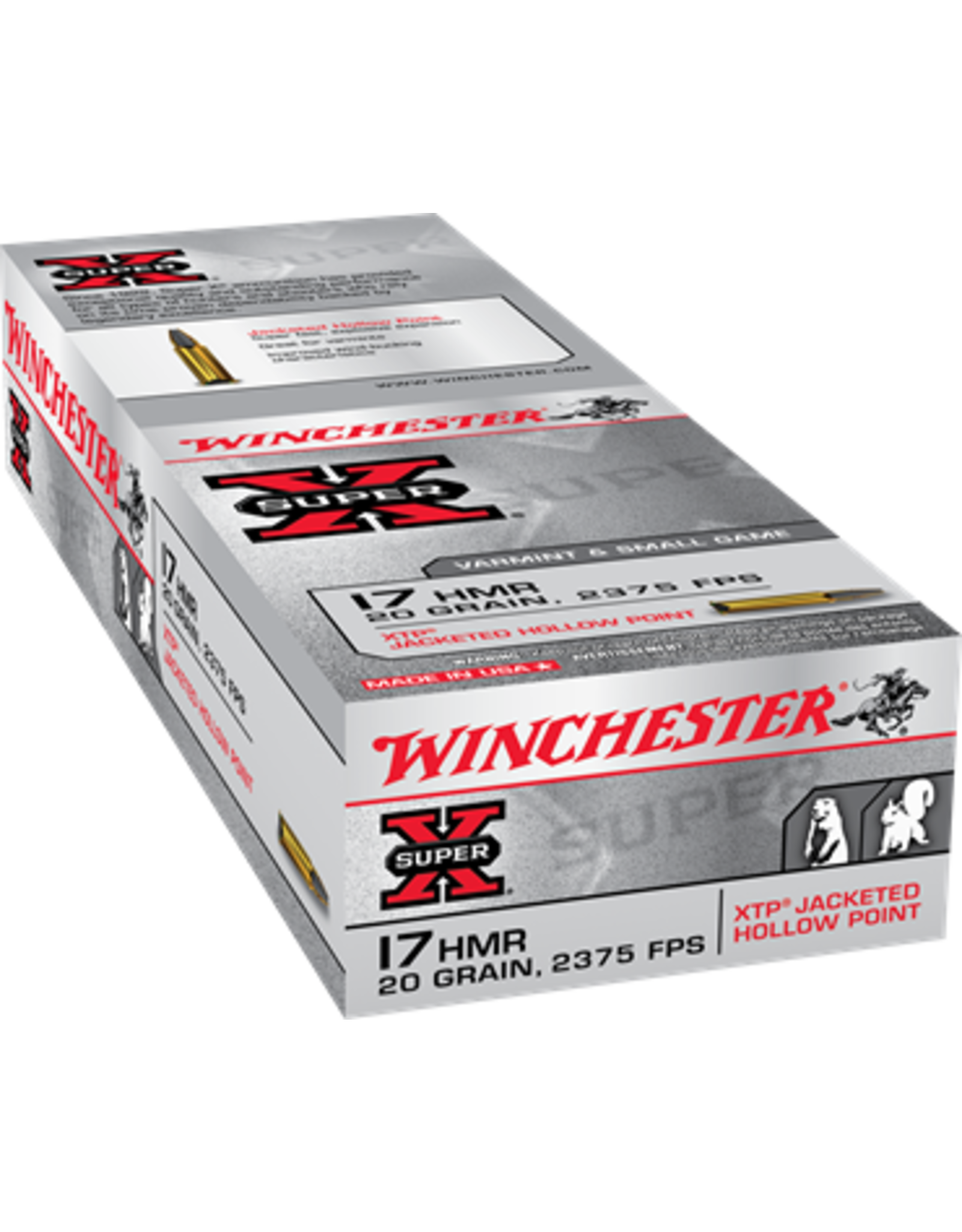 Winchester Winchester X17HMR1 Super-X Rimfire Ammo 17 HMR, JHP, 20 Grains, 2375 fps, 50 Rounds, Boxed