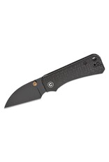 Civivi CIVIVI Knives C19068SC-1 Ben Petersen Baby Banter Folding Knife 2.32" Nitro-V Black Wharncliffe Blade, Black Burlap Micarta Handles, Liner Lock