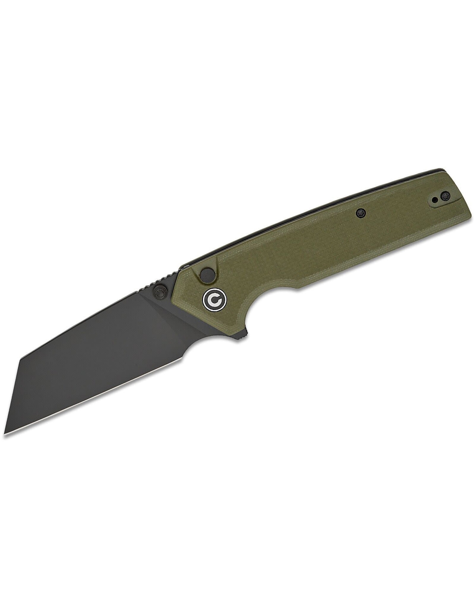 Civivi CIVIVI Knives Amirite Button Lock Flipper Knife 3.48" Nitro-V Black Reverse Tanto Blade, Coarse OD Green G10 Handles - C23028-3