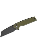 Civivi CIVIVI Knives Amirite Button Lock Flipper Knife 3.48" Nitro-V Black Reverse Tanto Blade, Coarse OD Green G10 Handles - C23028-3