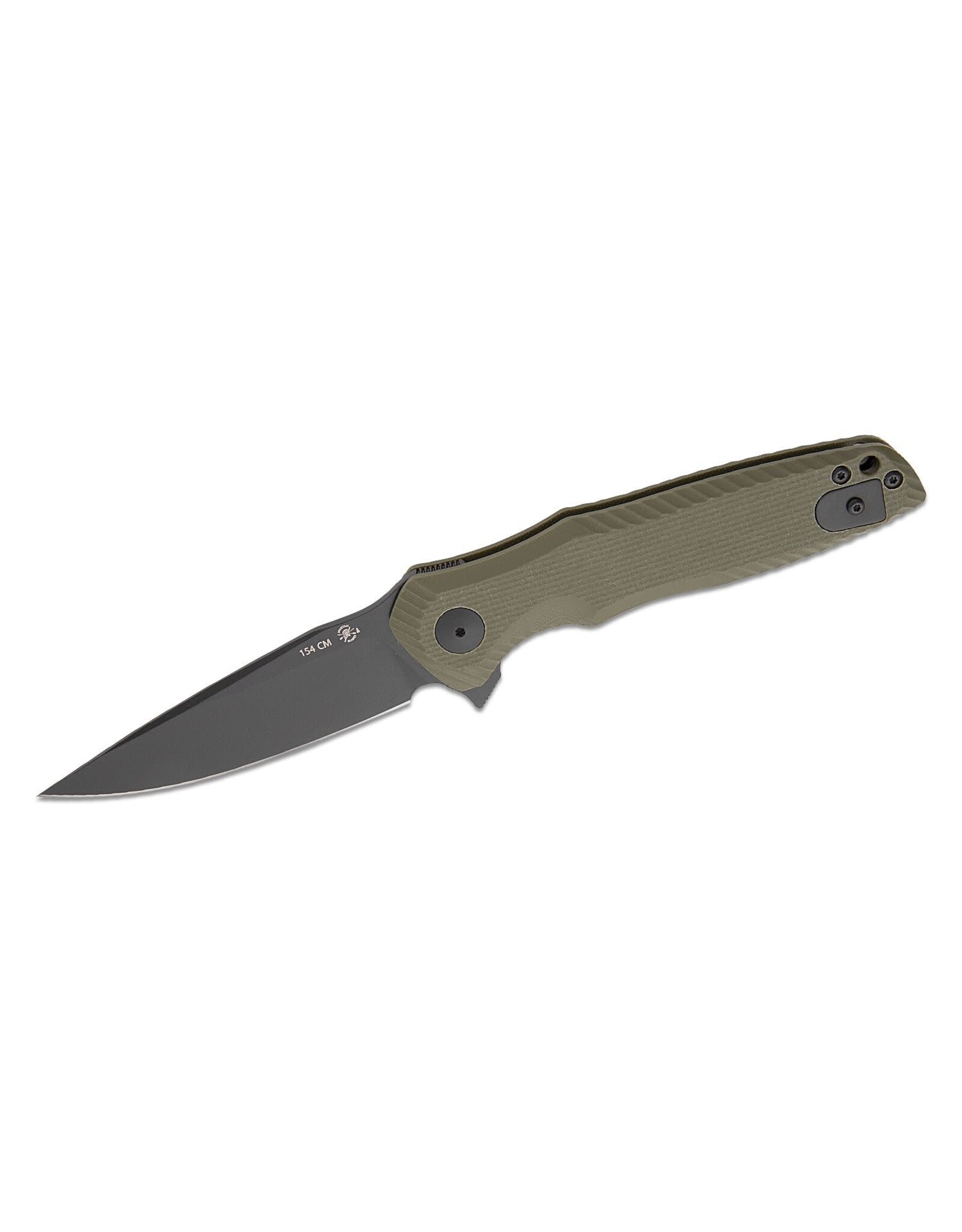 Spartan Blades Field Grade POROS Folding Knife 3.875" 154CM Black TiNi Drop Point Blade, Textured OD Green G10 Handles, Liner Lock - SFBL11GR