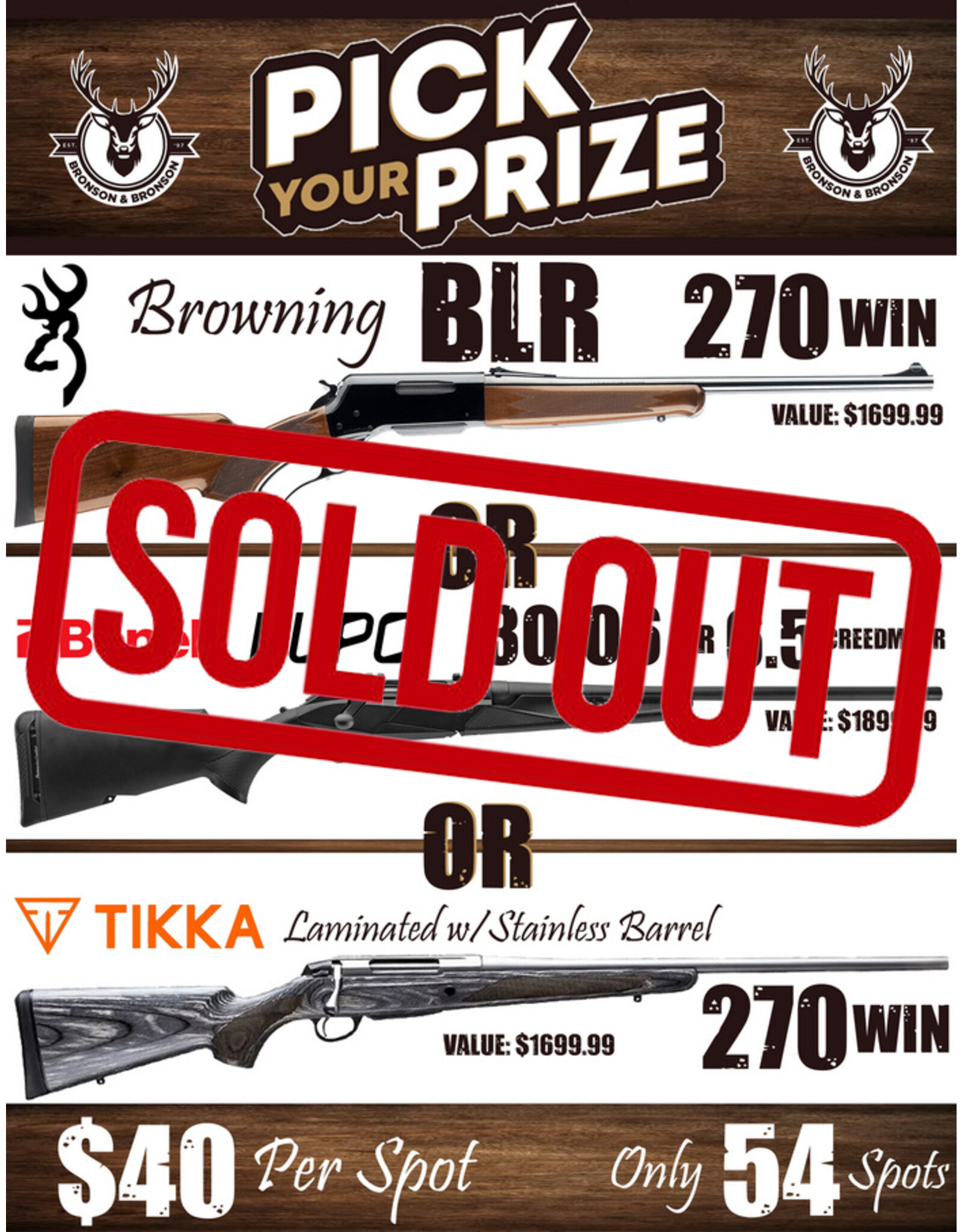 Draw #1216- Pick Your Prize! BLR, Lupo OR Tikka