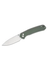 CJRB Cutlery Large Pyrite Folding Knife 3.7" AR-RPM9 Stonewashed Drop Point Blade, OD Green Canvas Micarta Handles, Button Lock - J1925L-ODG