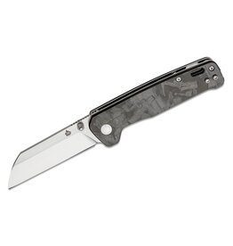 QSP QSP Knives Penguin Folding Knife 3.06" D2 Two-Tone Satin Sheepsfoot Blade, Black Shredded Carbon Fiber Handles, Liner Lock - QS130-T