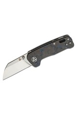 QSP QSP Knives Penguin Mini Folding Knife 2.25" 14C28N Two-Tone Satin Sheepsfoot Blade, Blue Shredded Carbon Fiber Handles, Liner Lock - QS130XS-D1