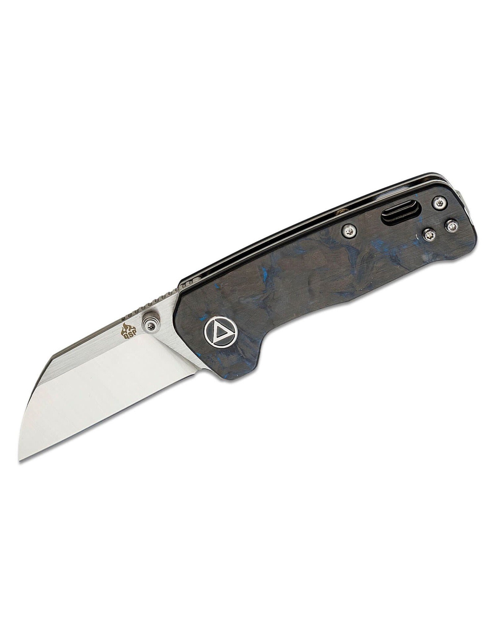 QSP QSP Knives Penguin Mini Folding Knife 2.25" 14C28N Two-Tone Satin Sheepsfoot Blade, Blue Shredded Carbon Fiber Handles, Liner Lock - QS130XS-D1