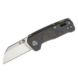 QSP QSP Knives Penguin Mini Folding Knife 2.25" 14C28N Two-Tone Satin Sheepsfoot Blade, Blue Shredded Carbon Fiber Handles, Liner Lock - QS130XS-D1