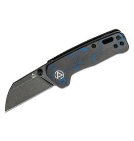 QSP QSP Knives Penguin Mini Folding Knife 2.25" 14C28N Black Stonewashed Sheepsfoot Blade, Blue Shredded Carbon Fiber Handles, Liner Lock - QS130XS-D2