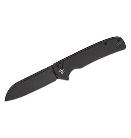 Civivi CIVIVI Knives Chevalier II Button Lock Flipper Knife 3.47" 14C28N Black Stonewashed Sheepsfoot Blade, Black Aluminum Handles - C20022B-1