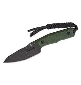 Civivi CIVIVI Knives PG Knives Propugnator Fixed Blade Knife 4.15" D2 Black Stonewashed Reverse Tanto Blade, Milled Green Canvas Micarta Handles, Kydex Sheath - C23002-2