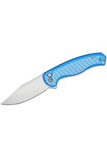 Civivi CIVIVI Knives Stormhowl Button Lock Flipper Knife 3.3" Nitro-V Satin Clip Point Blade, Machined Bright Blue Aluminum Handles with Satin Flats - C23040B-2
