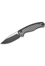 Civivi CIVIVI Knives Stormhowl Button Lock Flipper Knife 3.3" Nitro-V Two-Tone Clip Point Blade, Machined Black Aluminum Handles with Satin Flats - C23040B-1