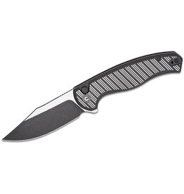 Civivi CIVIVI Knives Stormhowl Button Lock Flipper Knife 3.3" Nitro-V Two-Tone Clip Point Blade, Machined Black Aluminum Handles with Satin Flats - C23040B-1