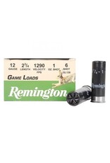 Remington Remington 20028 Game Load Shotshell 12 GA, 2-3/4 in, No. 6, 1oz, 3-1/4 Dr, 1290 fps, 25 Rnd per Box