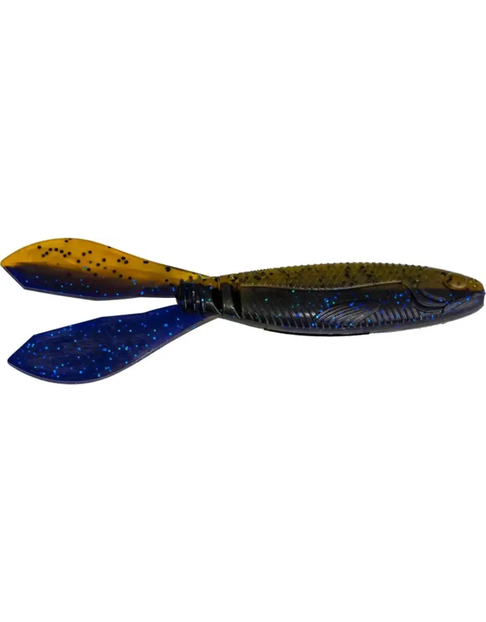 g-Ratt baits G-Ratt Baits Mixer Soft Plastic Jig Trailer - 5 Pack 4 3/8"  (Green Pumpkin/Blue Flake)