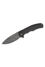 Civivi CIVIVI Knives Button Lock Praxis Flipper Knife 3.75" Damascus Drop Point Blade, Black Aluminum Handles - C18026E-DS1