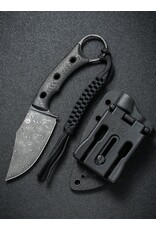 Civivi CIVIVI Knives Midwatch Fixed Blade Knife 3.39" Damascus Clip Point, Twill Carbon Fiber Handles with Pinky Ring, Kydex Sheath - C20059B-DS1
