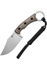 Civivi CIVIVI Knives Midwatch Fixed Blade Knife 3.39" N690 Bead Blasted Clip Point, Brown Burlap Micarta Handles with Pinky Ring, Kydex Sheath - C20059B-2