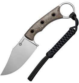 Civivi CIVIVI Knives Midwatch Fixed Blade Knife 3.39" N690 Bead Blasted Clip Point, Brown Burlap Micarta Handles with Pinky Ring, Kydex Sheath - C20059B-2