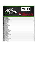 DRAW #1279 - Pick Your Prize - Yeti Cooler OR Burris Optics