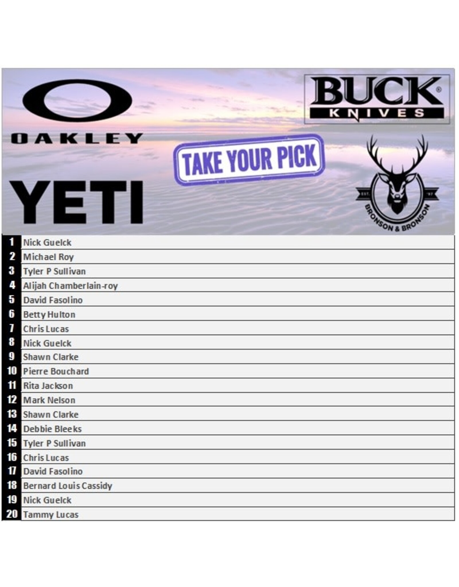 DRAW #1283 - Take Your Pick - Oakley, Yeti, Buck OR Gift Card