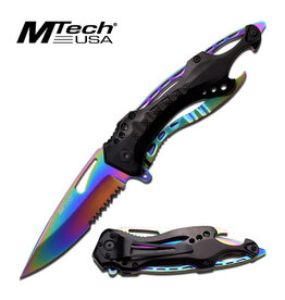 Master Cutlery MTech MT-705RB Rainbow Partial Serrated Linerlock Folding Pocket Knife