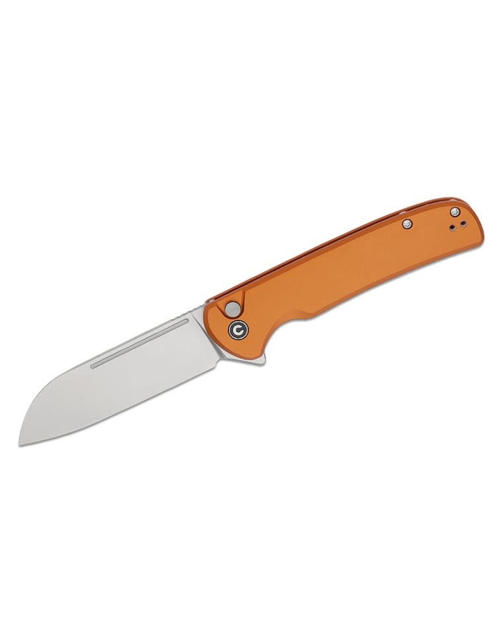 Civivi CIVIVI Knives Chevalier II Button Lock Flipper Knife 3.47" 14C28N Satin Sheepsfoot Blade, Orange Aluminum Handles - C20022B-2