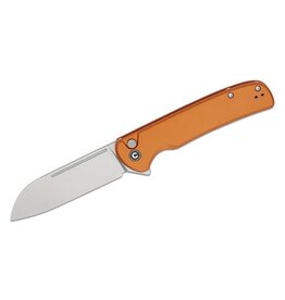 Civivi CIVIVI Knives Chevalier II Button Lock Flipper Knife 3.47" 14C28N Satin Sheepsfoot Blade, Orange Aluminum Handles - C20022B-2