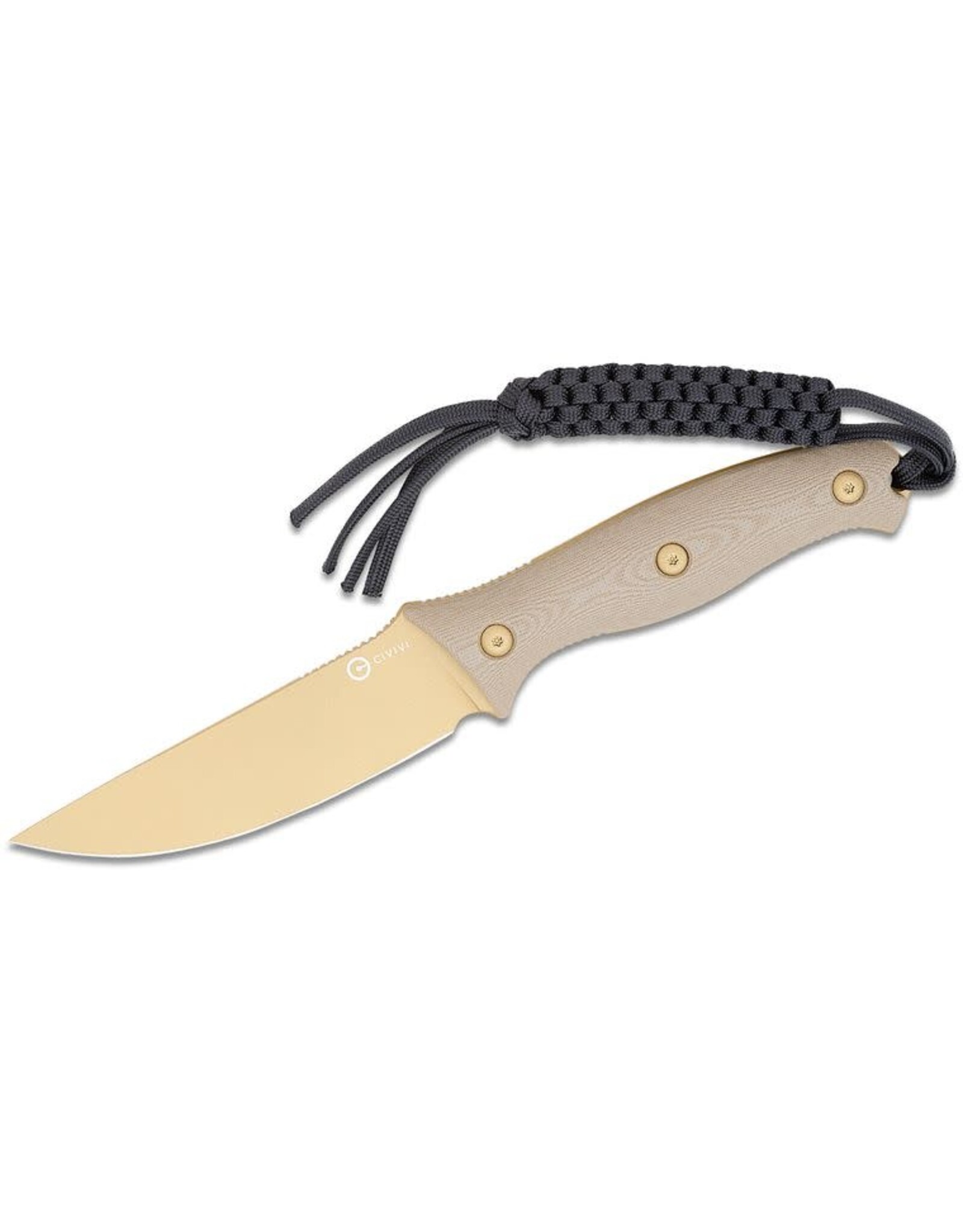 Civivi CIVIVI Knives Stormridge Fixed Blade Knife 3.92" Nitro-V Desert Tan Stonewashed Straight Back Blade, Contoured Tan G10 Handles, Kydex Sheath - C23041-2