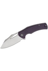 Civivi CIVIVI Knives BullTusk Liner Lock Flipper Knife 3.48" 14C28N Satin Clip Point Blade, Purple Canvas Micarta Handles - C23017-3
