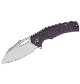 Civivi CIVIVI Knives BullTusk Liner Lock Flipper Knife 3.48" 14C28N Satin Clip Point Blade, Purple Canvas Micarta Handles - C23017-3