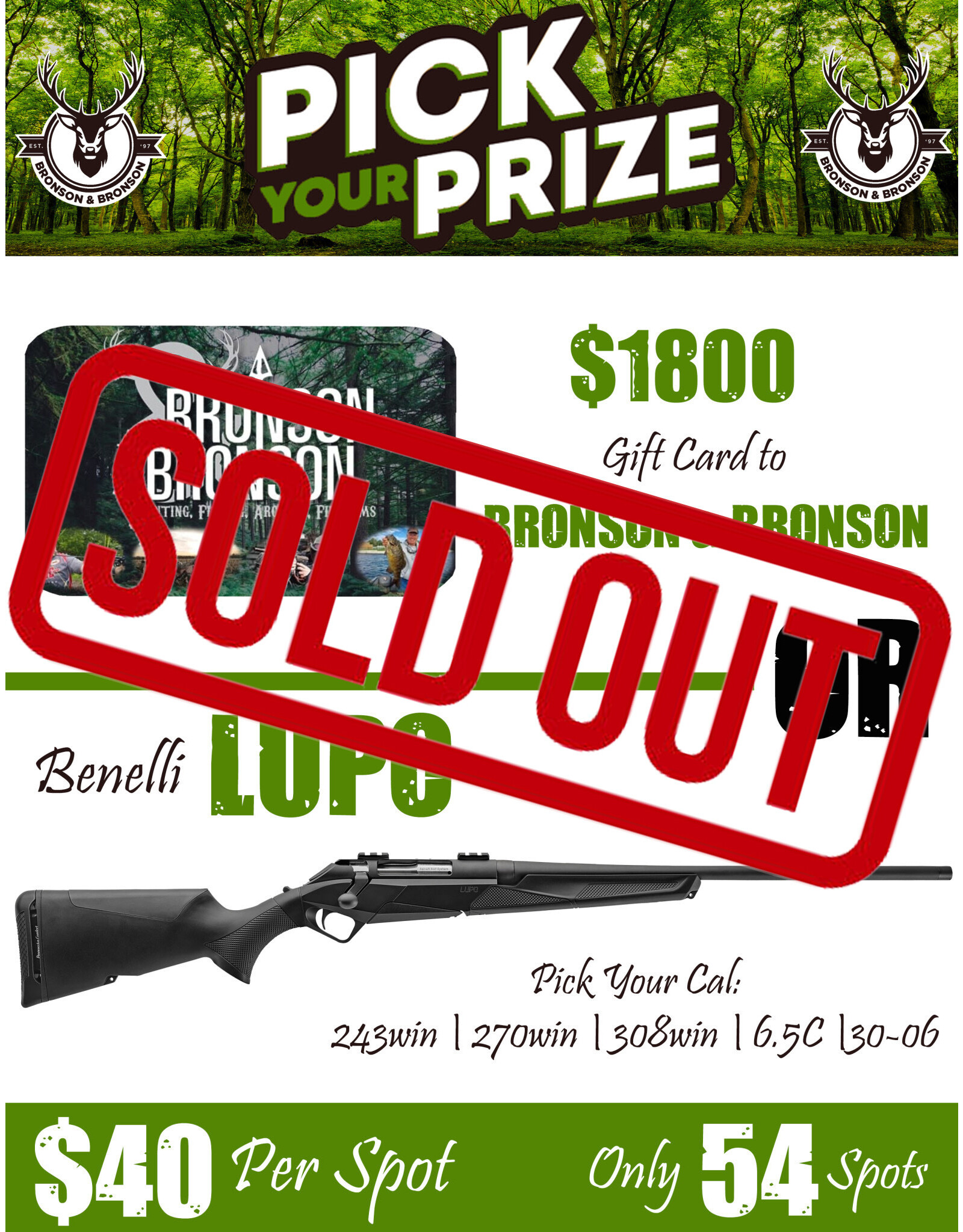 Draw #1286- Pick Your Prize! Gift Card OR Benelli Lupo!