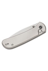 We Knife Co Ltd We Knife Company Qubit Button Lock Folding Knife 3.2" CPM-20CV Polished Bead Blasted Drop Point Blade, Polished Bead Blast Titanium Handles - WE22030F-2