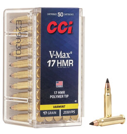 CCI CCI 0049 V-Max Rimfire Ammo 17 HMR, Poly-Tip, 17 Grains, 2550 fps, 50 Rounds, Boxed