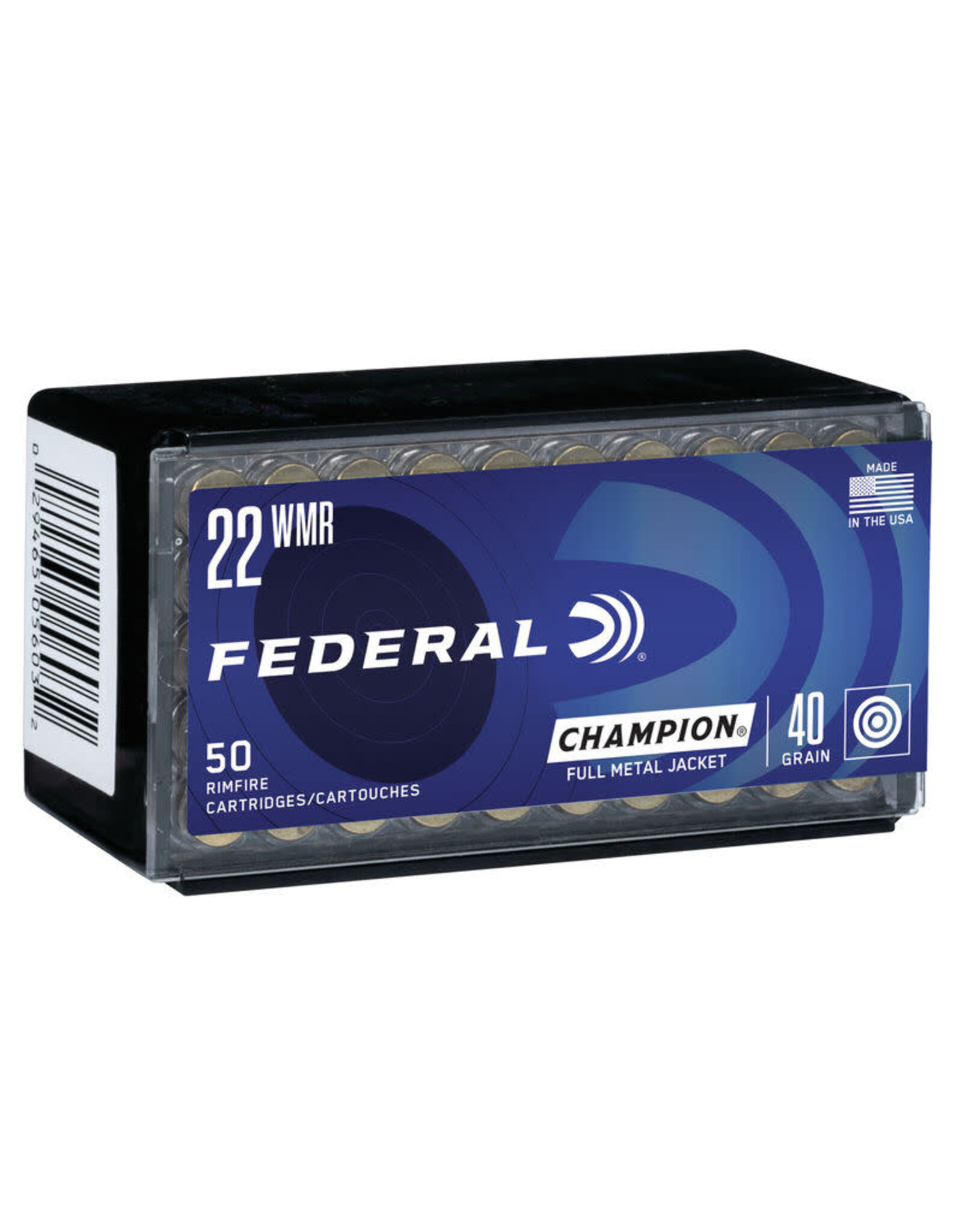 Federal Federal 737 Champion Rimfire Rifle Ammo 22 WMR, FMJ, 40 Grains, 1880 fps, 50 Rounds, Boxed
