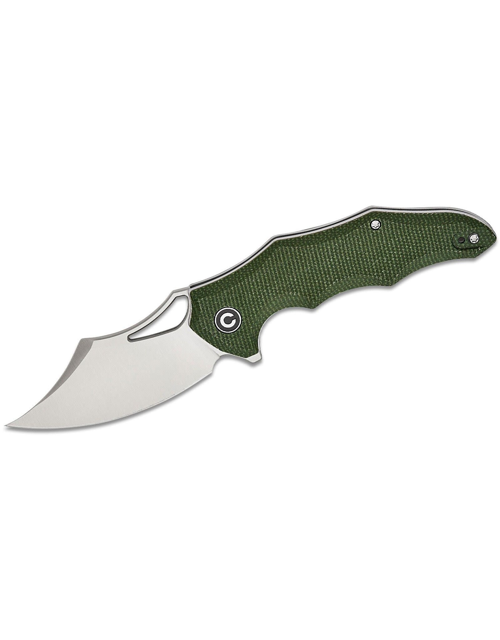 Civivi CIVIVI Knives Chiro Liner Lock Flipper Knife 3.1" 14C28N Satin Clip Point Blade, Milled Green Canvas Micarta Handles - C23046-2
