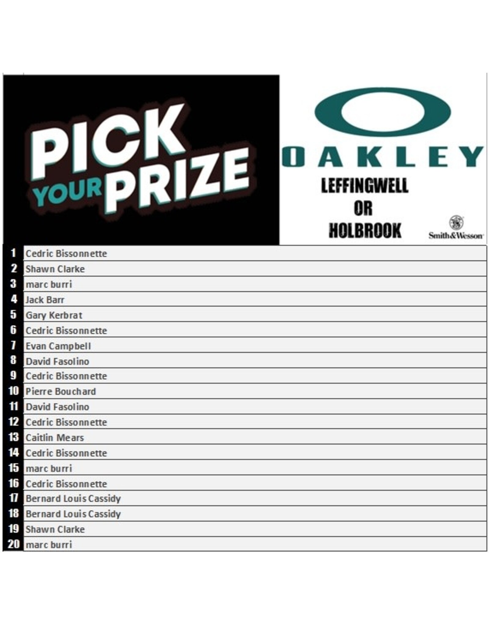 DRAW #1297 - Pick Your Prize - Oakley + Smith&Wesson