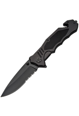 Rite Edge Rite Edge - Night Rescue Linerlock Knife with Glass Breaker – Stainless Aluminum – Black